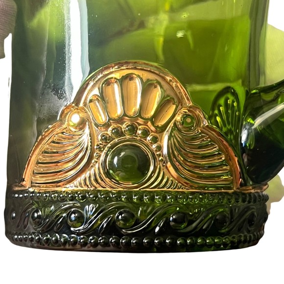 SET OF 3 GLASS SOUVENIR FESTIVAL ETCHED GREEN GLASSES 1850-1914 RANGE - Picture 13 of 13